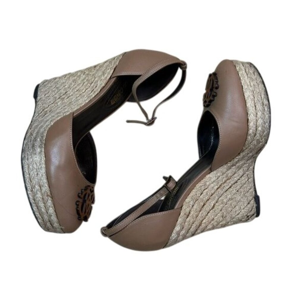 Roberto Cavalli Zeppa Nappa Tan Wedges